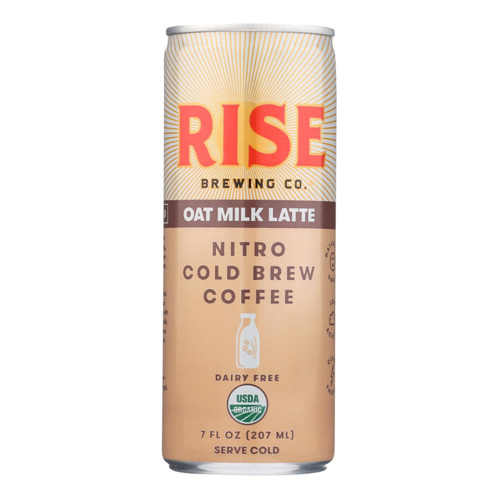 Rise Brewing Co. Nitro Cold Brew Coffee, Oat Milk Latte, 7 Fl Oz, Pack of 12