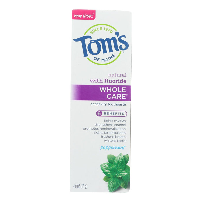 Tom's of Maine Whole Care Fluoride Toothpaste for Complete Oral Care (Pack of 6 - 4 Oz.)