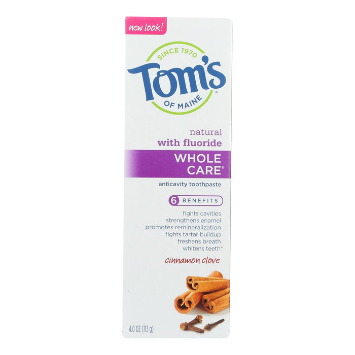 Tom's of Maine Whole Care Cinnamon Clove Toothpaste (Pack of 6 - 4 Oz.)