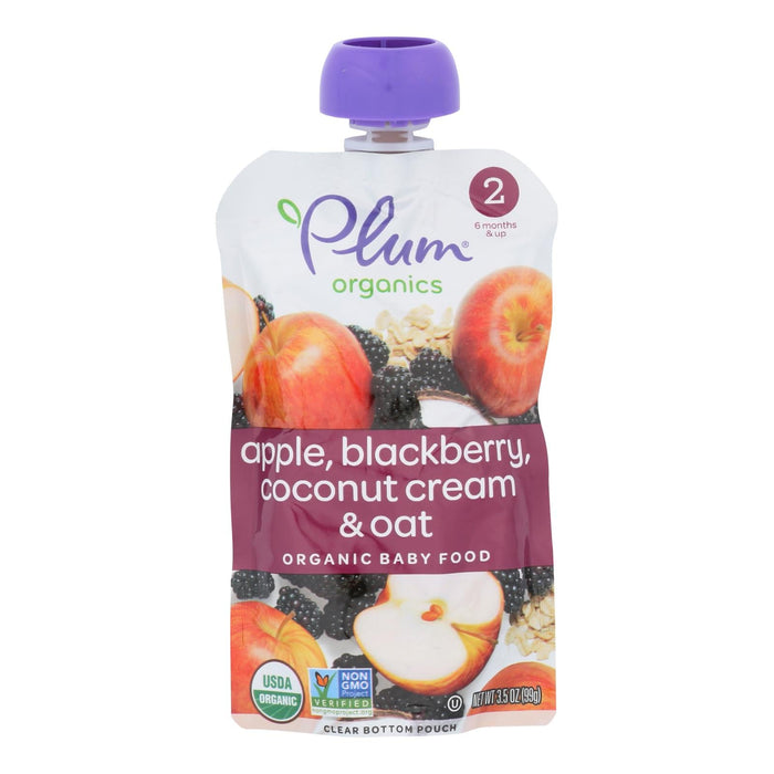 Plum Organics Apple Blackberry Coconut Stage 2 Organic Baby Food Blends - 6 Pack, 3.5 Oz. Each