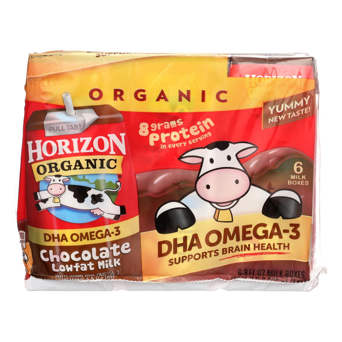 Horizon Organic Chocolate Lowfat Milk Plus DHA Omega-3 (Pack of 3 - 6/8 Oz Each)