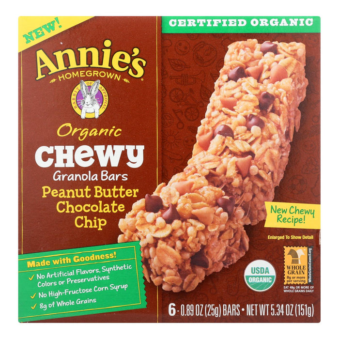 Annie's Organic Chewy Granola Bars, Peanut Butter Chocolate Chip, 12-Pack, 5.34 Oz.