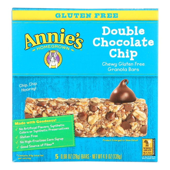 Annie's Homegrown Gluten-Free Double Chocolate Chip Granola Bars, Indulgent Chocolatey Goodness (Pack of 12 - 4.9 Oz.)