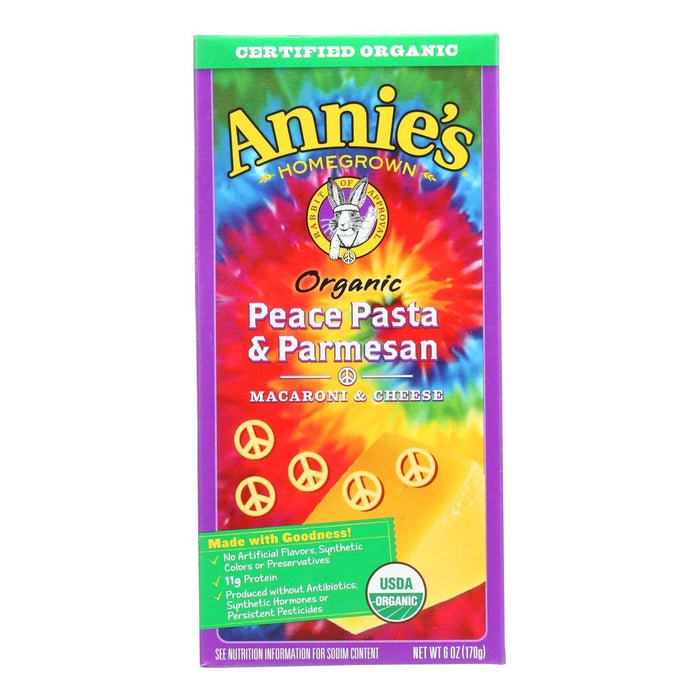 Annie's Homegrown Organic Peace Pasta and Parmesan Macaroni & Cheese (12 Pack, 6 Oz Each)