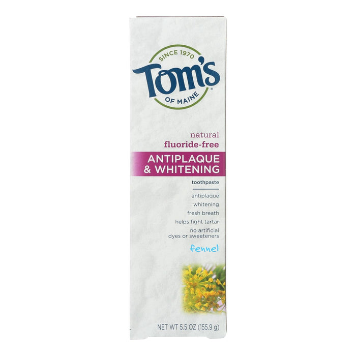 Tom's of Maine Antiplaque and Whitening Toothpaste with Fennel, 5.5 Oz, 6 Pack