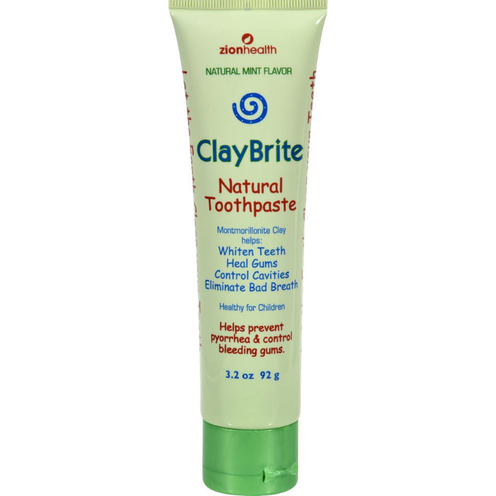 Zion Health Claybrite Natural Toothpaste - 3.2 Oz Pack, Natural Mint