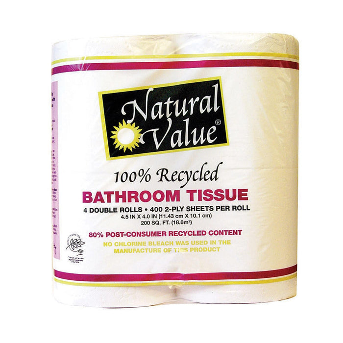 Natural Value Recycled Bathroom Tissue Value Pack (12 Rolls)