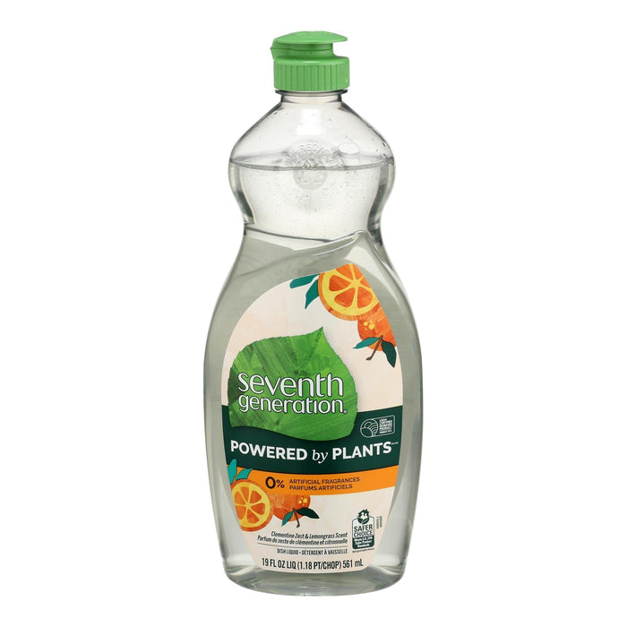 Seventh Generation Lemongrass Clementine Dish Liquid, 19 Fl. Oz., Pack of 6