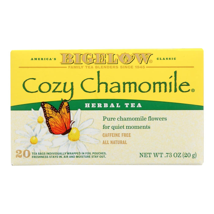 Bigelow Tea Herbal Cozy Chamomile, Stress-Relieving Herbal Tea, 6 Packs of 20 Tea Bags