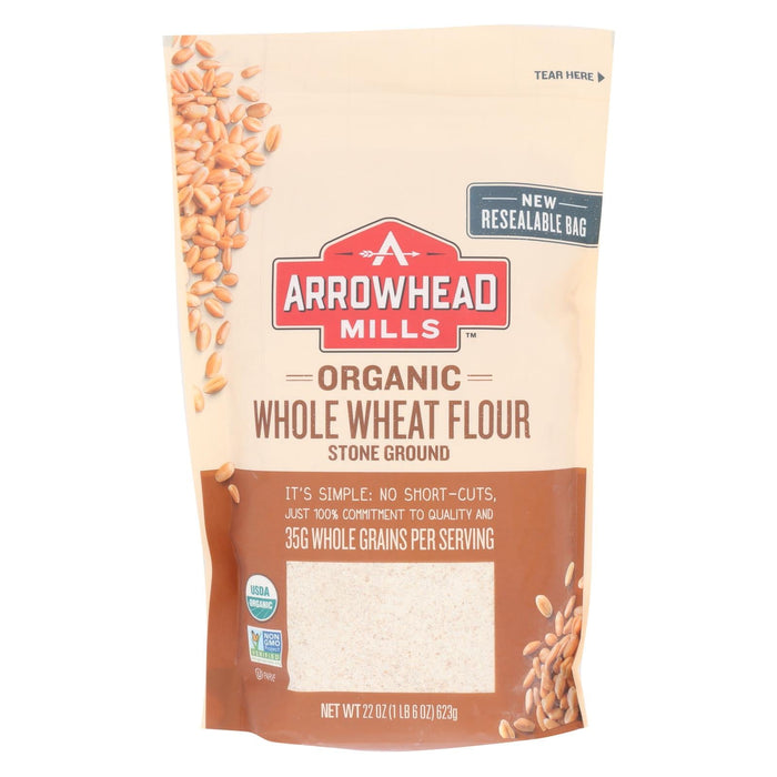 Arrowhead Mills Organic Stone Ground Whole Wheat Flour - 22 Oz. (Pack of 6)