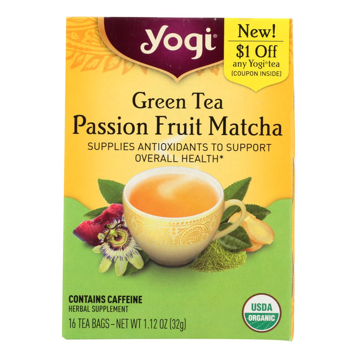 Yogi Tea Organic Green Passionfruit Matcha Tea, 6 Pack (16 Tea Bags)