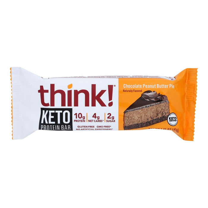 Thin Keto Protein Chocolate Peanut Pie Bars (Pack of 10 - 1.41 Oz.)