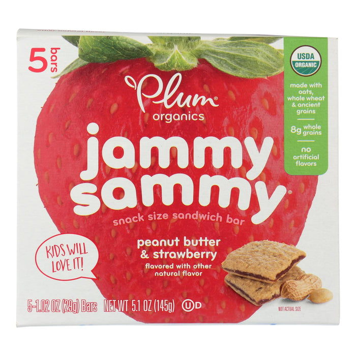 Plum Kids Jammy Sammy Snacks - Case of 6 - 1.03 Oz. Strawberry Jam and Peanut Butter