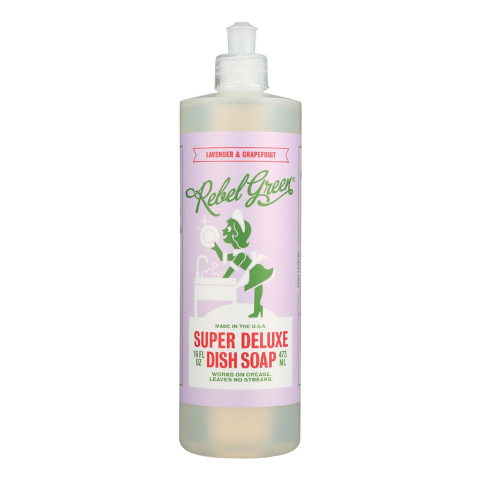 Rebel Green Lavender and Grapefruit Scented Dish Soap, 16 Fluid Ounces (Pack of 4)