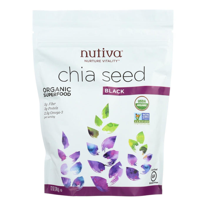 Nutiva Chia Seed, Organic, High in Fiber, Omega-3s, and Antioxidants, 12 Oz. Pack