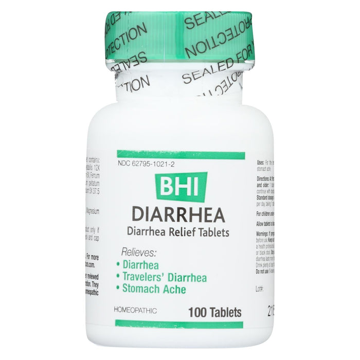 Bhi Diarrhea Relief Tablets for Fast Symptom Control (100 Count)