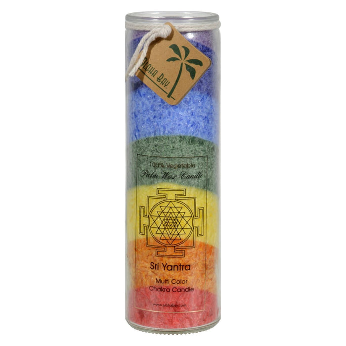 Aloha Bay Unscented Chakra Jar with Rainbow Sri Yantra 7 Color Candle