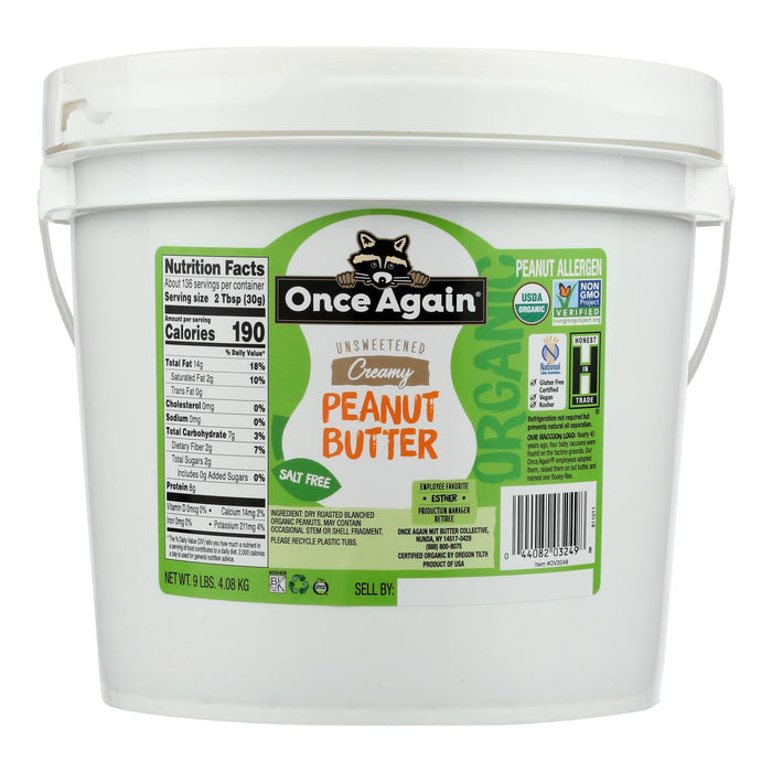 Organic No Salt Creamy Peanut Butter - 9 lb. Bulk Item