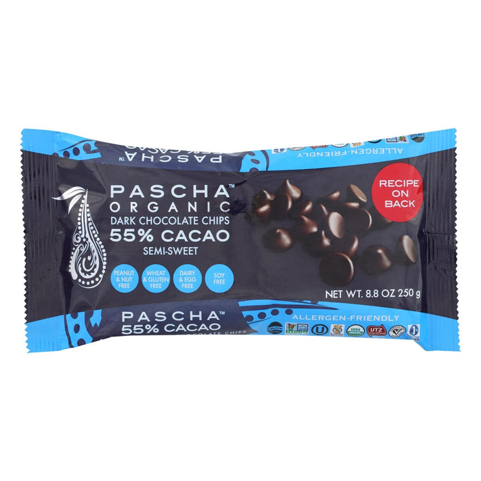 Pascha Semi-Sweet Dark Chocolate Chips, 8.8 Oz. Pack of 6