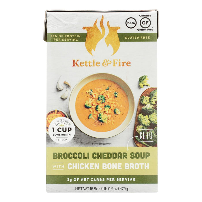 Kettle & Fire Keto Broccoli Cheddar Soup (Pack of 6 - 16.9 Oz.)