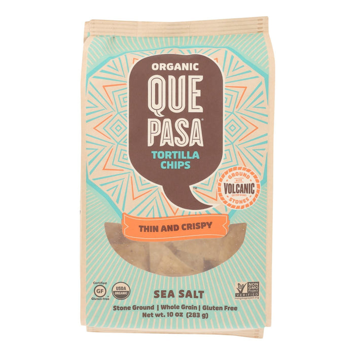 Que Pasa Thin Crust Sea Salt Tortilla Chips, 10 Oz (Pack of 12)