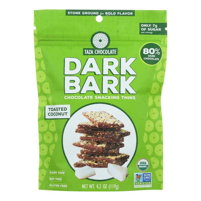 Organic Dark Chocolate Bark with Toasted Coconut (Pack of 12) - 4.2 Oz.
