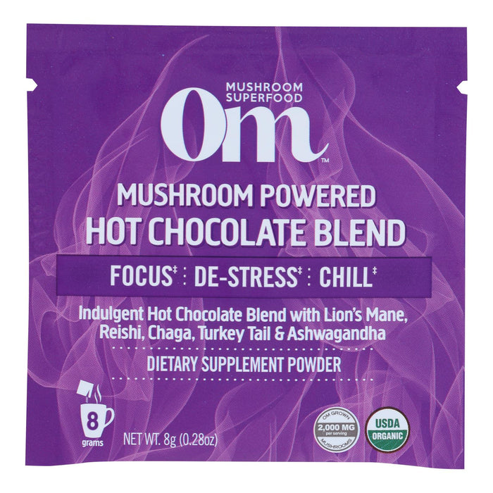 Om Mushroom Superfood Hot Chocolate Blend | Single Serve | 10 Count | Lion's Mane, Reishi, Chaga, Turkey Tail