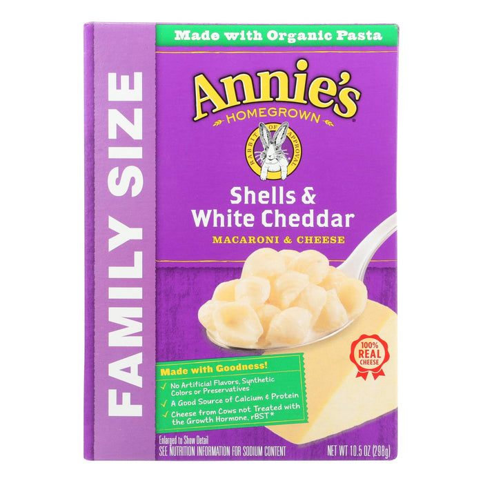 Annie's Homegrown Family-Sized Shells & White Cheddar Mac & Cheese, 10.5 oz. Pack of 6