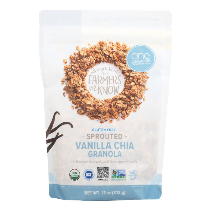 One Degree Organic Foods Sprouted Oat Granola, Vanilla Chia, 11 Oz (Pack of 6)
