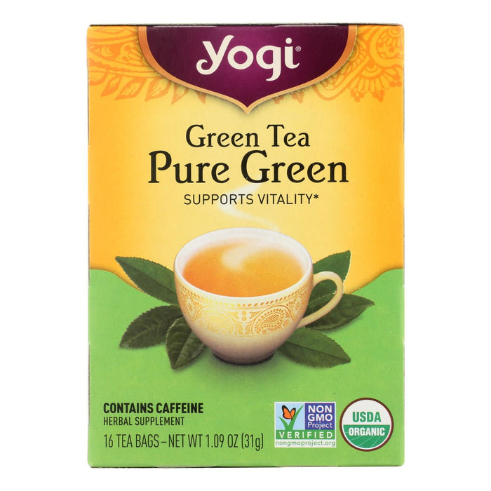 Yogi Tea Organic Pure Green Herbal Tea, Pack of 6, 16 Tea Bags Each