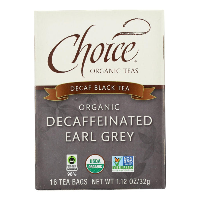 Choice Organic Teas Decaffeinated Earl Grey Tea (Pack of 6 - 16 Bags)