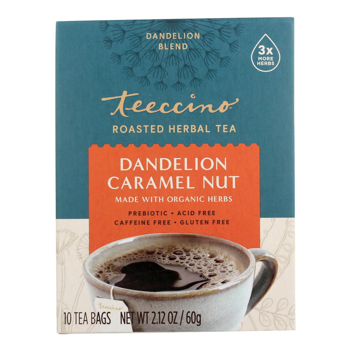 Teeccino Dandelion Caramel Nut Herbal Coffee - 10-Bag Pack