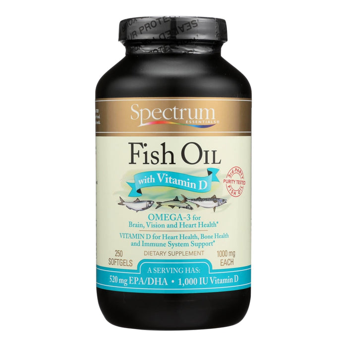 Spectrum Essentials Omega-3 Fish Oil with Vitamin D Dietary Supplement- 250 Softgels