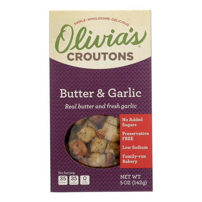 Olivia's Savory Butter & Garlic Croutons, 5 Oz. Pack of 6