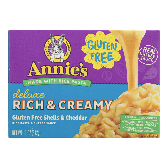 Annie's Homegrown Rice Pasta Dinner Creamy Deluxe, Gluten-Free, 11 Oz Extra Cheesy Cheddar Sauce (Pack of 12)