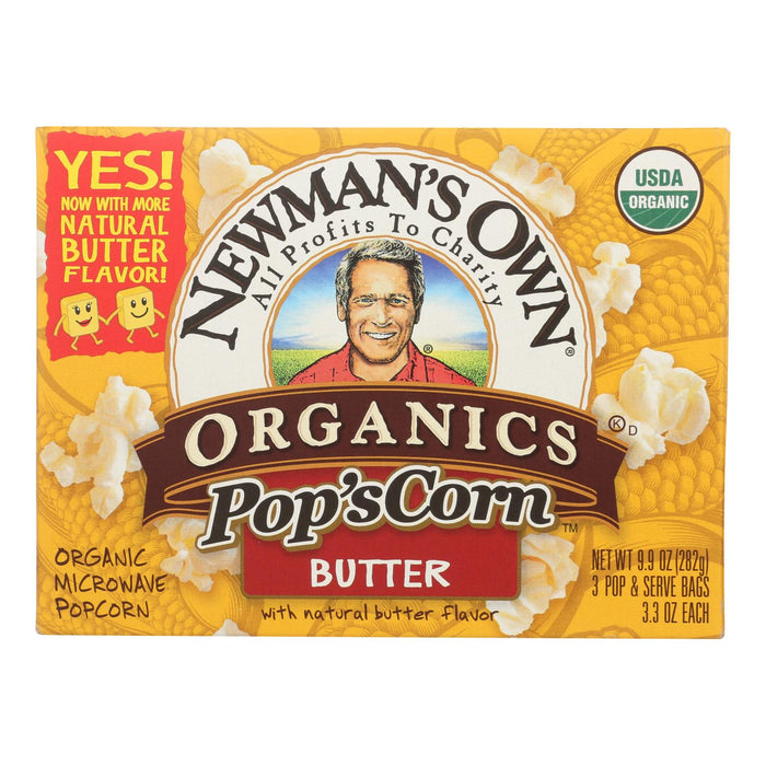 Newman's Own Organics Butter Flavor Popcorn, 3.3 Oz. (Pack of 12)