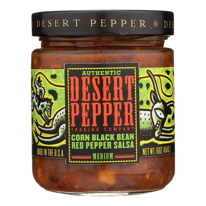Desert Pepper Trading Medium Corn Black Bean Red Pepper Salsa (Pack of 6 - 16 Oz.)