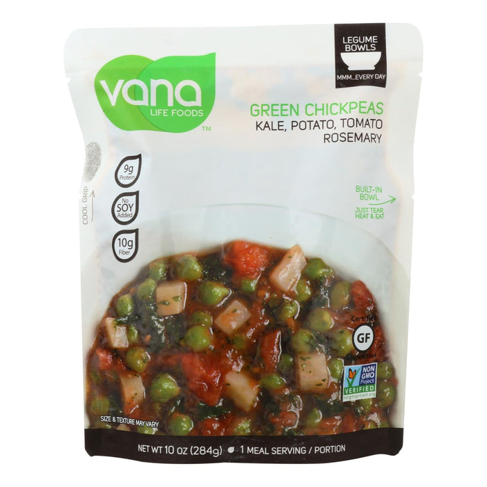 Vana Life Foods Kale Potato Tomato Rosemary Green Chickpea Legume Bowls (Pack of 6 - 10 Oz.)