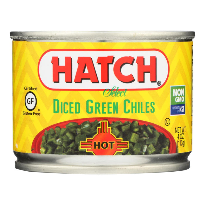 Hatch Diced Hot Green Chilies (Pack of 24 - 4 Oz.) Authentic Southwestern Flavor