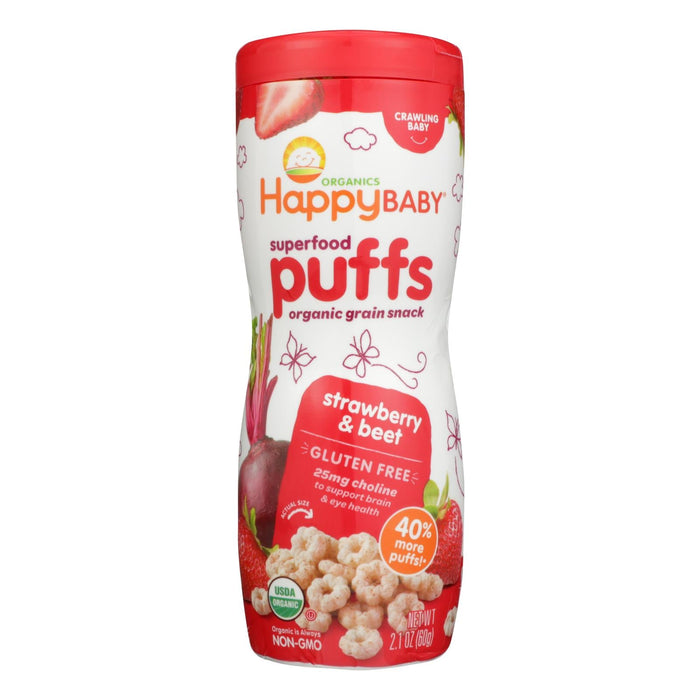 Happy Bites Organic Strawberry Puffs for Babies (Pack of 6 - 2.1 Oz.)