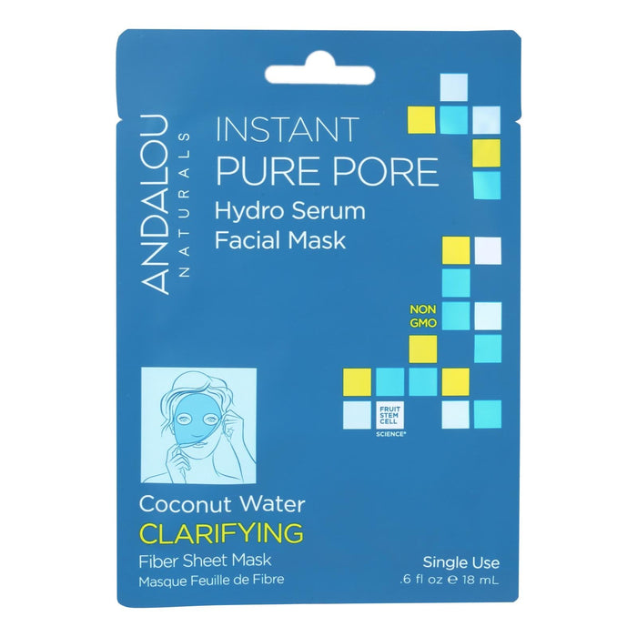 Andalou Naturals Instant Pure Pore Facial Mask - Coconut Water Clarifying - 0.6 Fl Oz (Pack of 6)