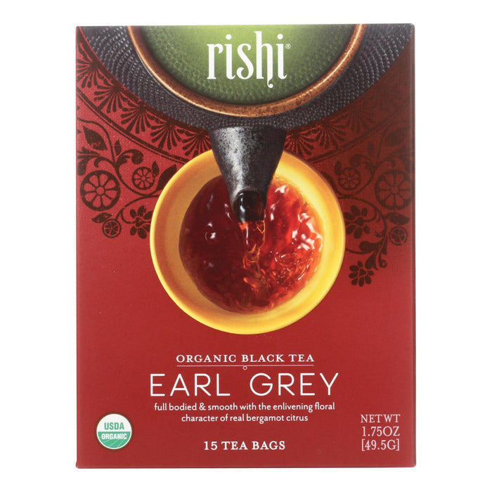 Rishi Organic Earl Grey Tea (6 Boxes - 15 Bags Each)