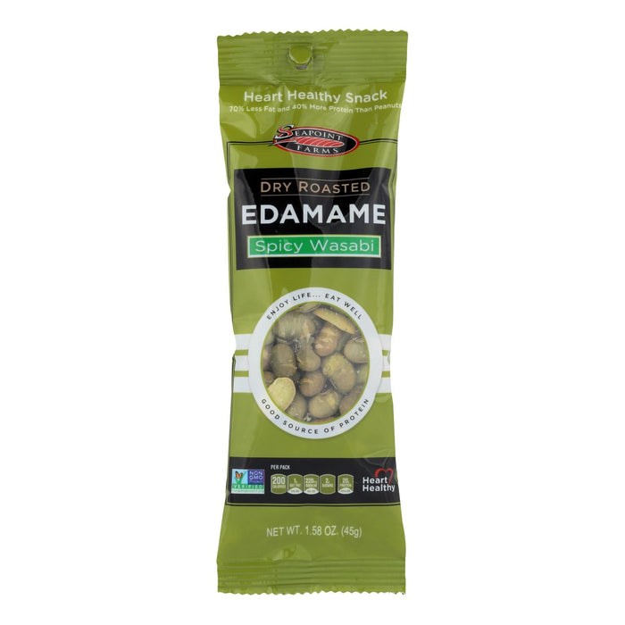 Seapoint Farms Dry Roasted Edamame - Spicy Wasabi Flavor - 1.58oz Snack Bags - Case of 12