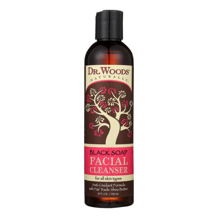 Dr. Woods Facial Cleanser Black Soap with Shea Butter for Deep Cleansing and Hydration, 8 Fl Oz