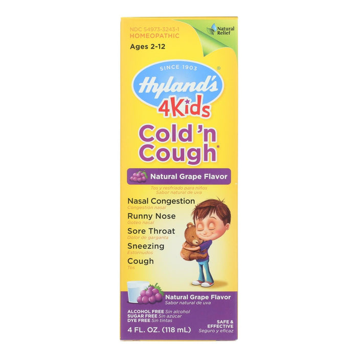 Hyland's Homeopathic Cold N Cough Relief Grape Liquid for Kids, 4 Oz.