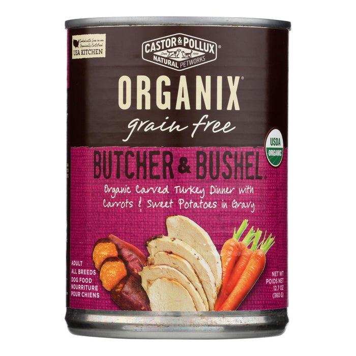 Castor & Pollux Organic Grain-Free Turkey Dinner Dog Food with Fresh Carrots and Sweet Potatoes - 12.7 Oz (Pack of 12)