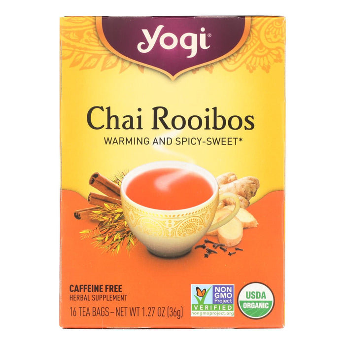 Yogi Organic Herbal Tea Caffeine-Free Chai Rooibos, 6 Packs of 16 Tea Bags Each