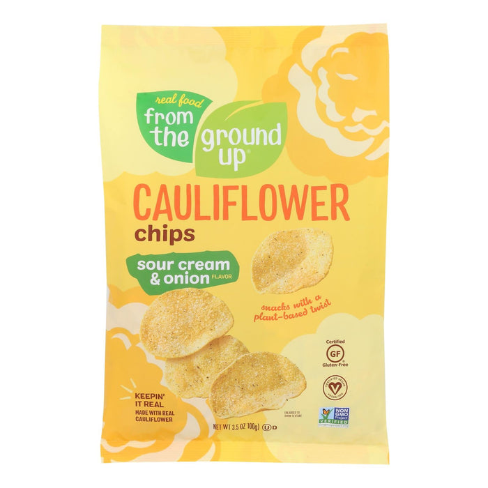From The Ground Up Sour Cream & Onion Cauliflower Chips, 3.5 Oz Bag (12 Pack)