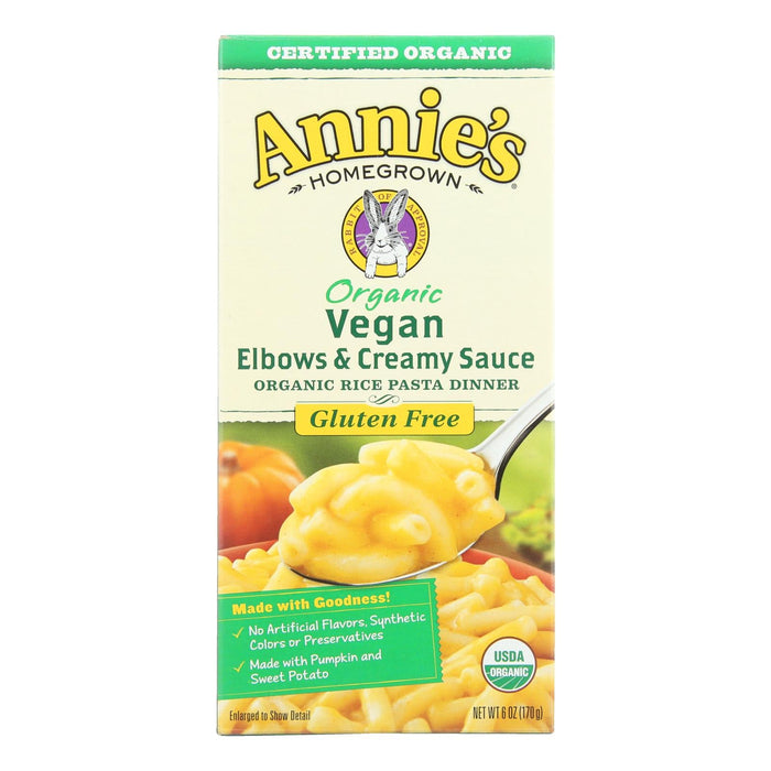 Annie's Homegrown Vegan Gluten-Free Elbow Pasta with Creamy Sauce (12-Pack, 6 Oz. Each)