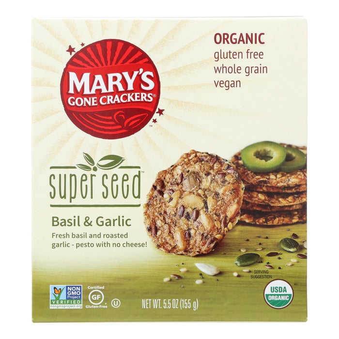 Mary's Gone Crackers Super Seed Basil & Garlic, 5.5 Oz (Pack of 6)